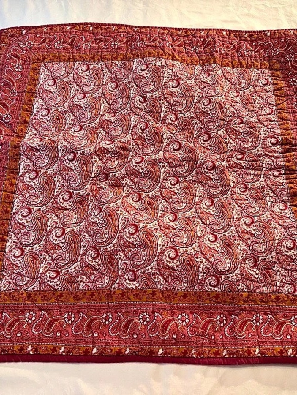 Pottery Barn Twin Georgia Quilted Paisley Quilt and Euro Sham